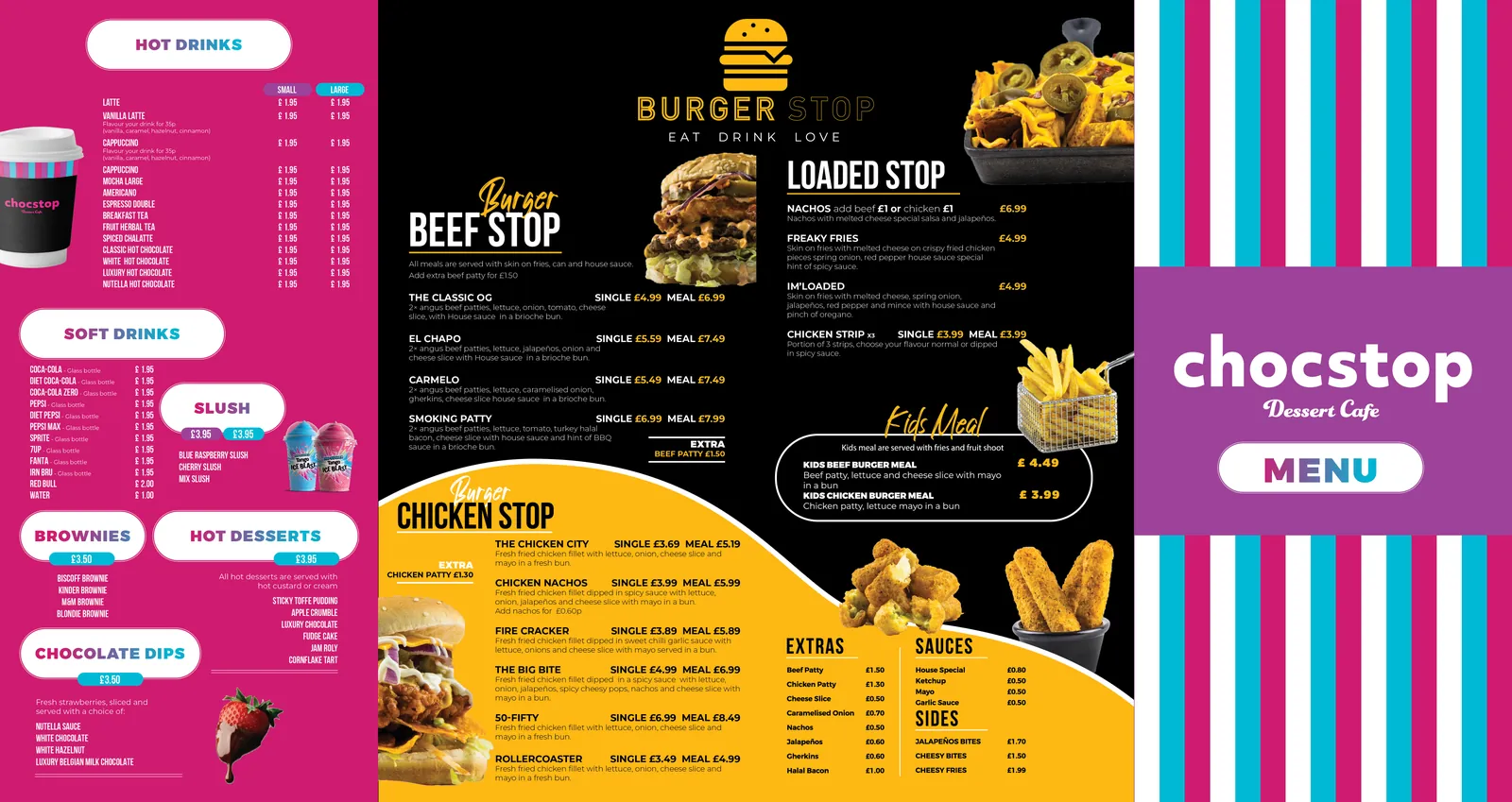 ChocStop — menu spread