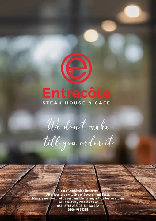 Entrecôte — four-page A4 menu, cover