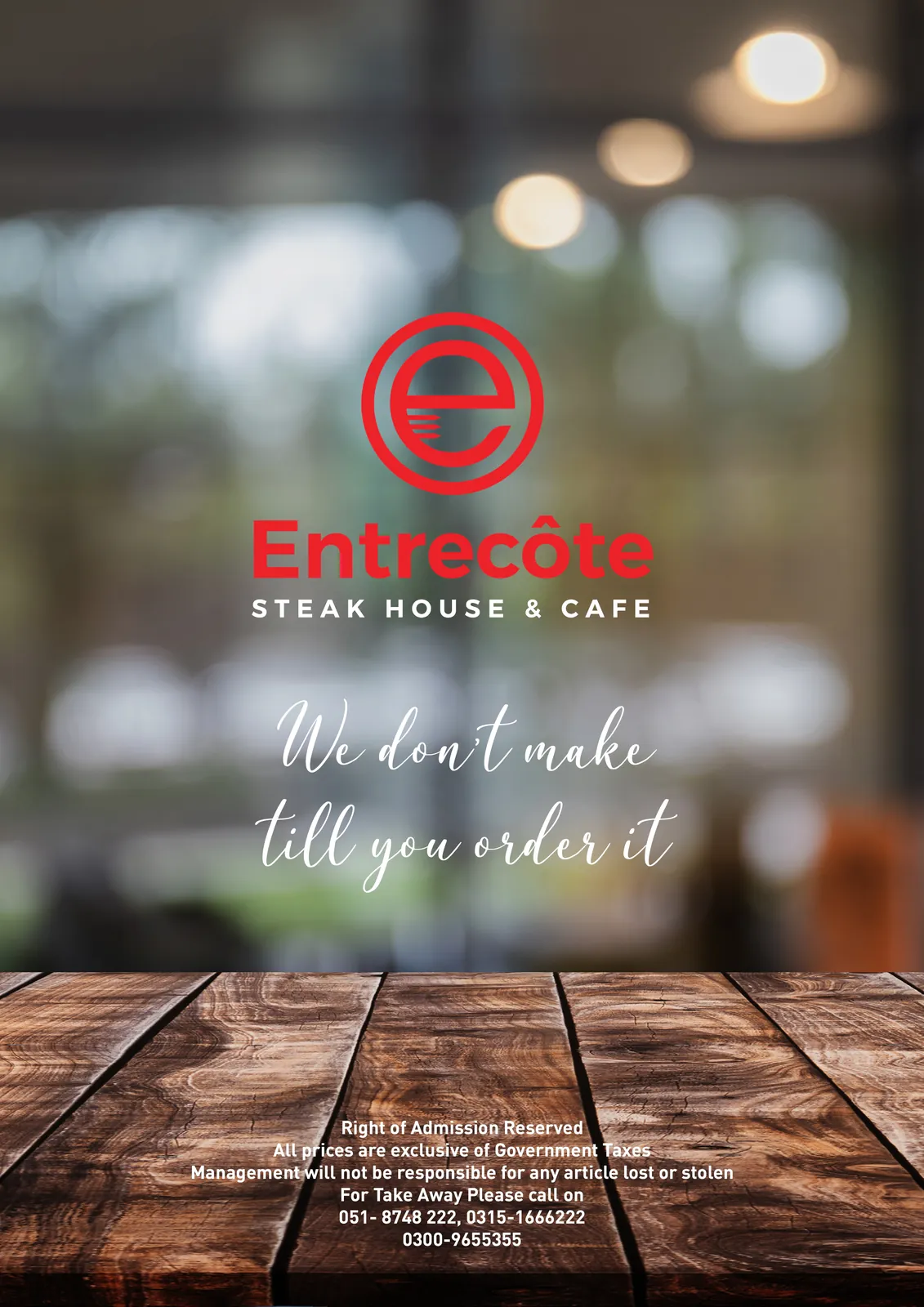 Entrecôte — four-page A4 menu