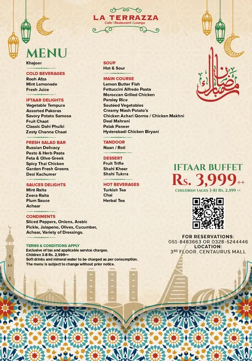 La Terrazza — Iftar menu, 2026