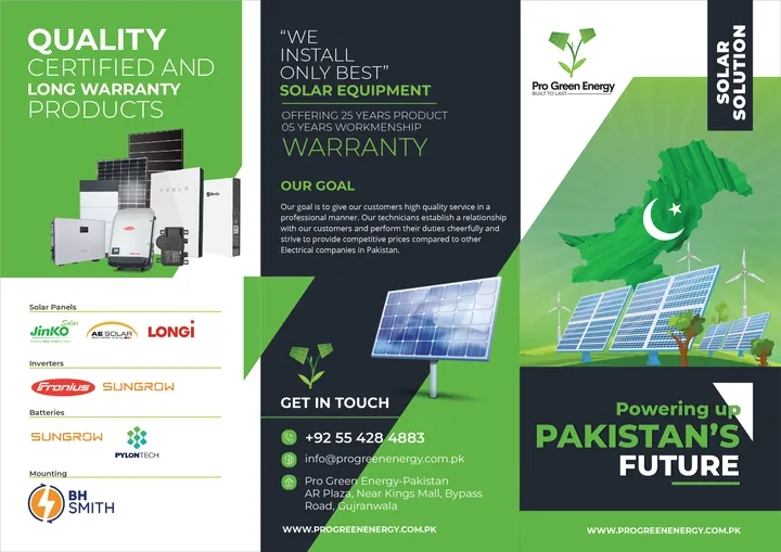 Pro Green Energy — tri-fold brochure for Pakistan